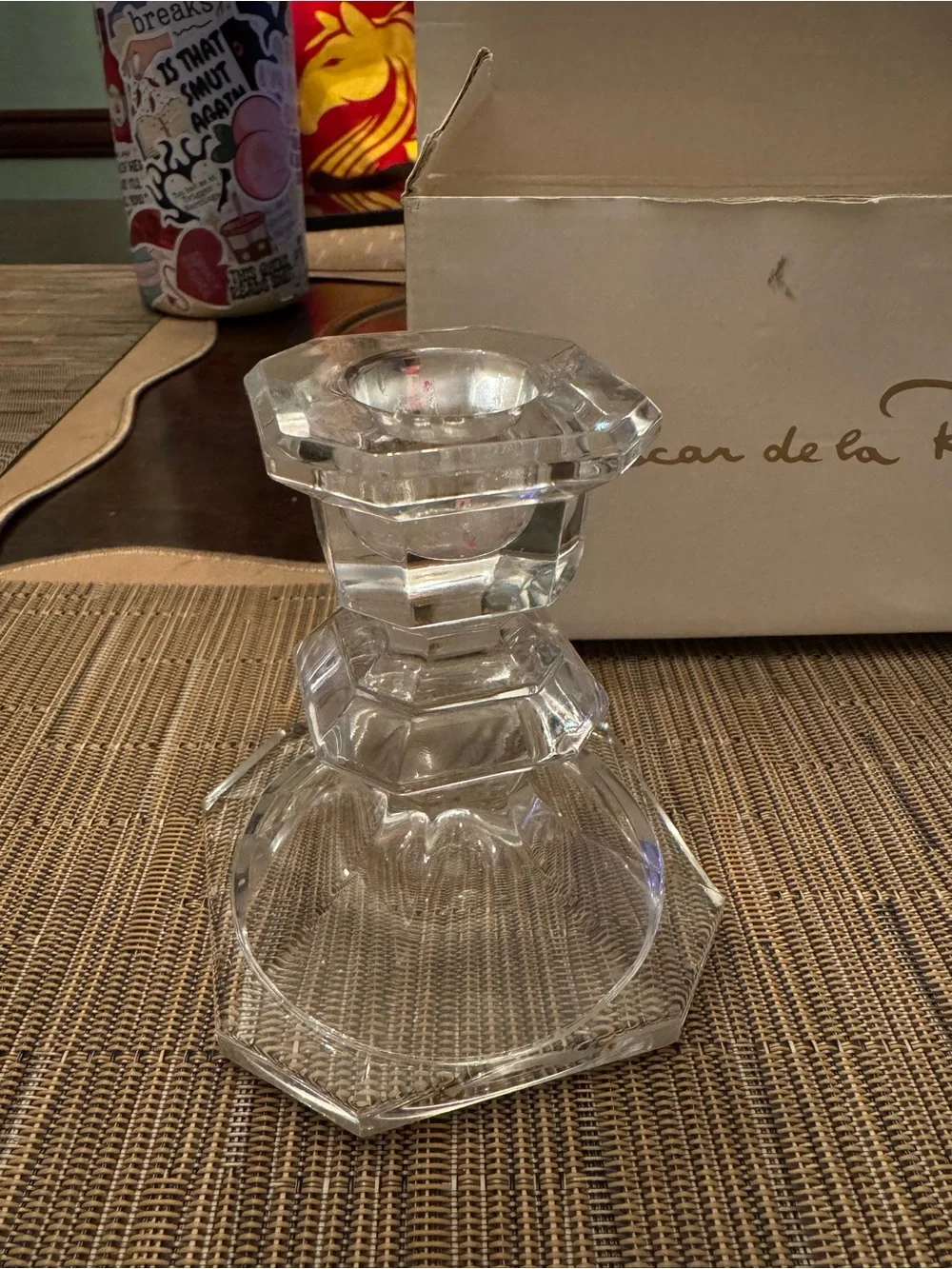 Oscar de la Renta Clear Crystal Faceted Candlestick Pair